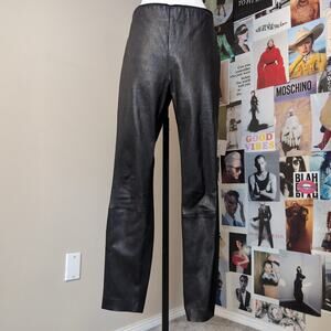 Black Leather Straight Leg Pants Rag & Bone Gothic